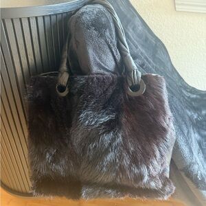 Paolo Masi Mink Fur and Lambkin Tote Bag - Black